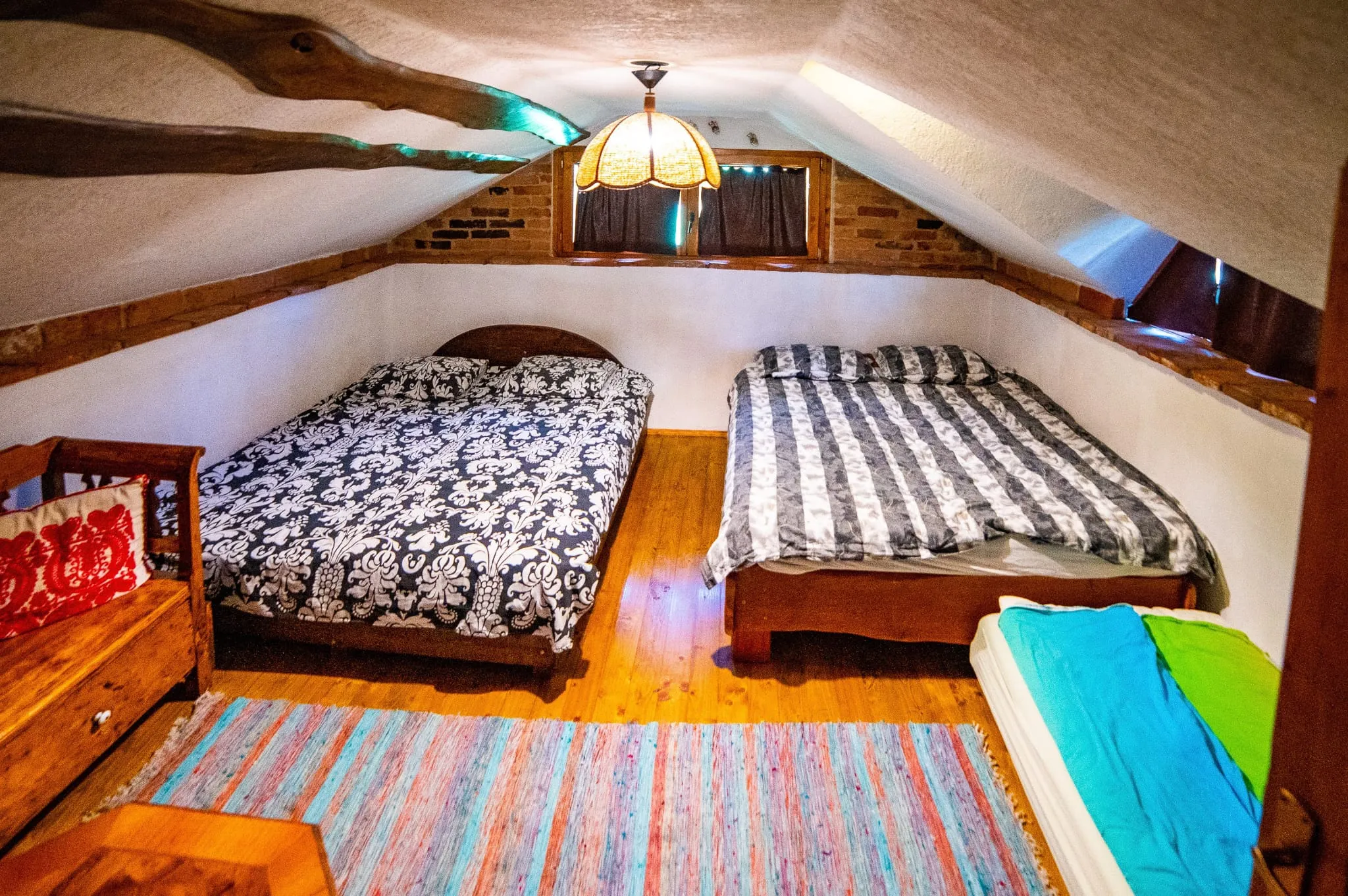 Cosy attic bedroom with two double beds